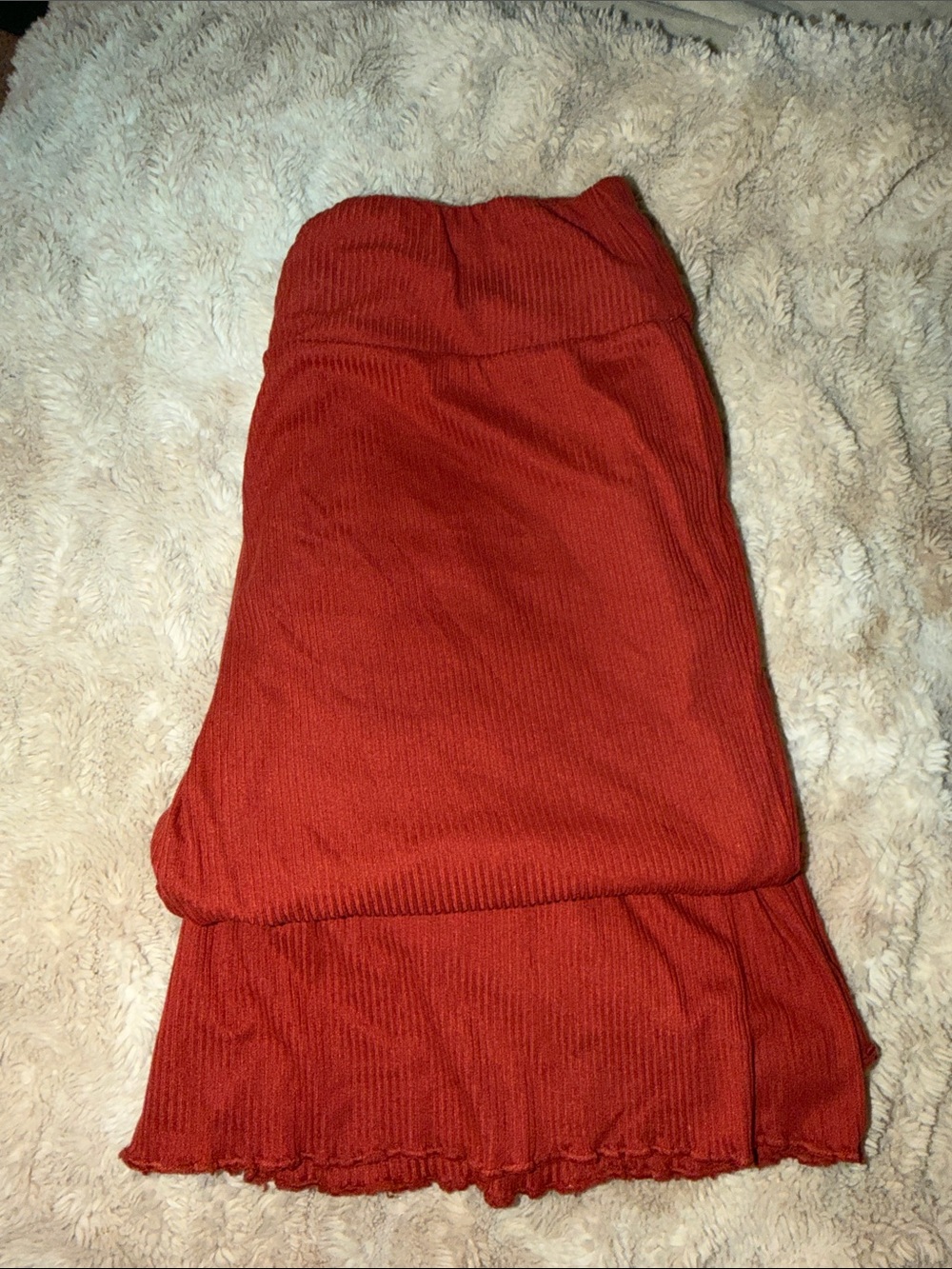 Women’s Ribbed Red lounge pants with Stretch Waist